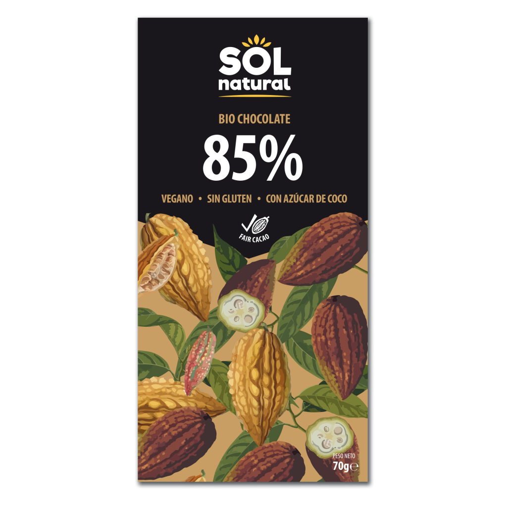 Chocolate 85% de Cacao 70 gr | Sol Natural