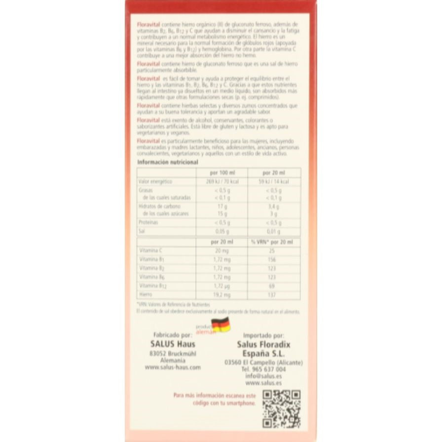 Floradix Floravital Jarabe 250 ml | Salus - Dietetica Ferrer