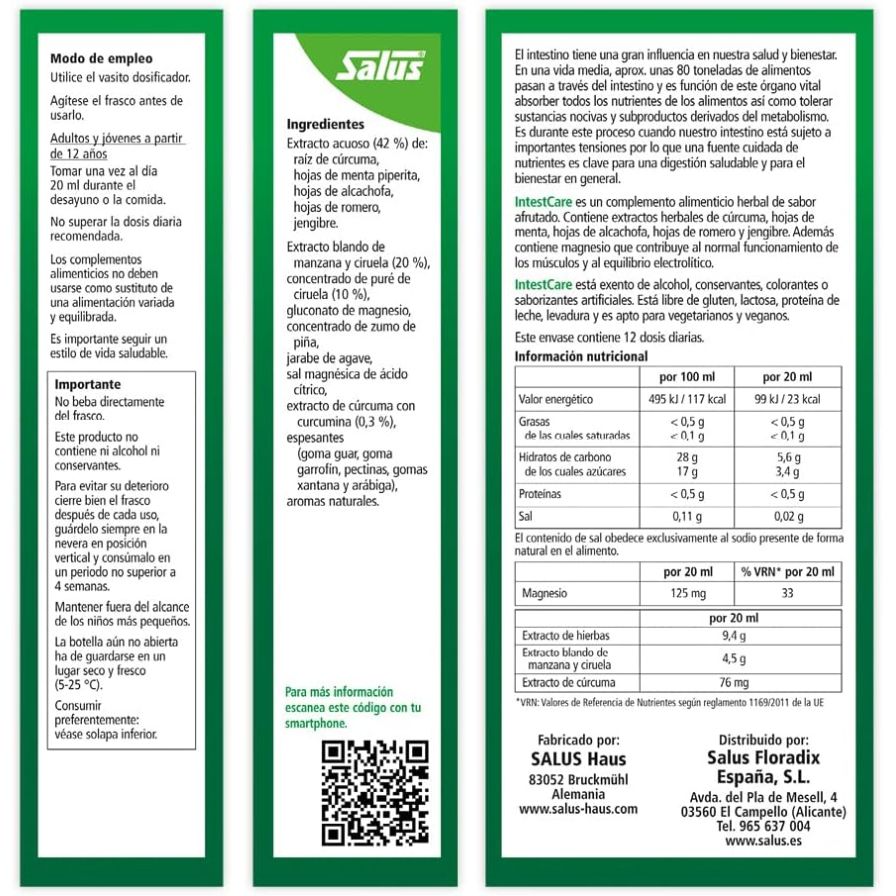 IntestCare Jarabe 250 ml | Salus - Dietetica Ferrer