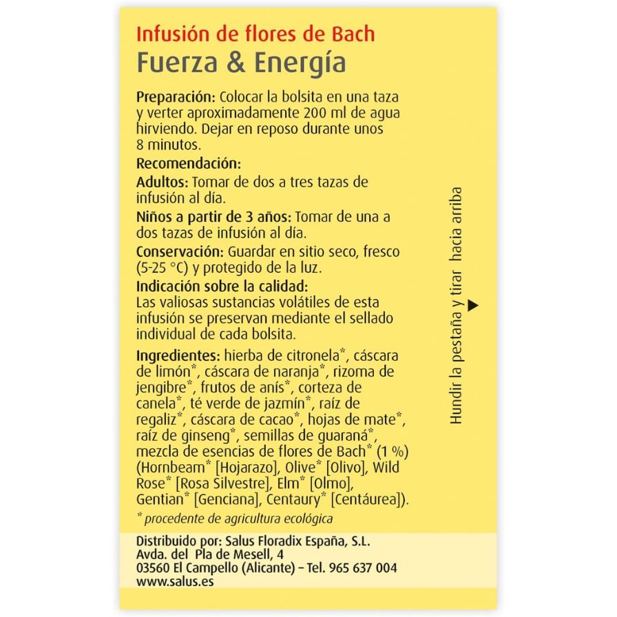 Infusion Flores de Bach Fuerza Energia 15 Bolsitas | Salus - Dietetica Ferrer