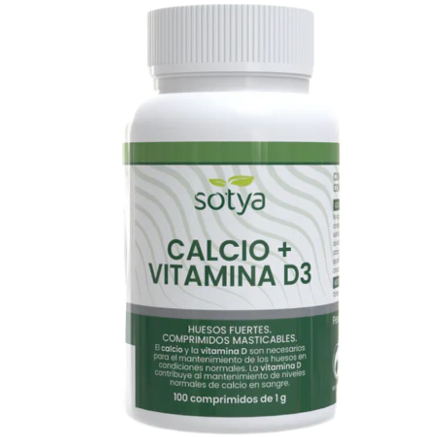 Calcio con Vitamina D3 Masticable 100 Comprimidos | Sotya - Dietetica Ferrer