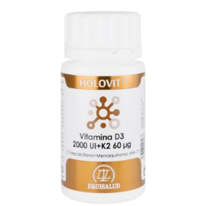 Holovit Vitamina D3 2.000 Ui + K2 60 µg (Colecalciferol + Menaquinona (Mk-7)) Perlas | Equisalud - Dietetica Ferrer
