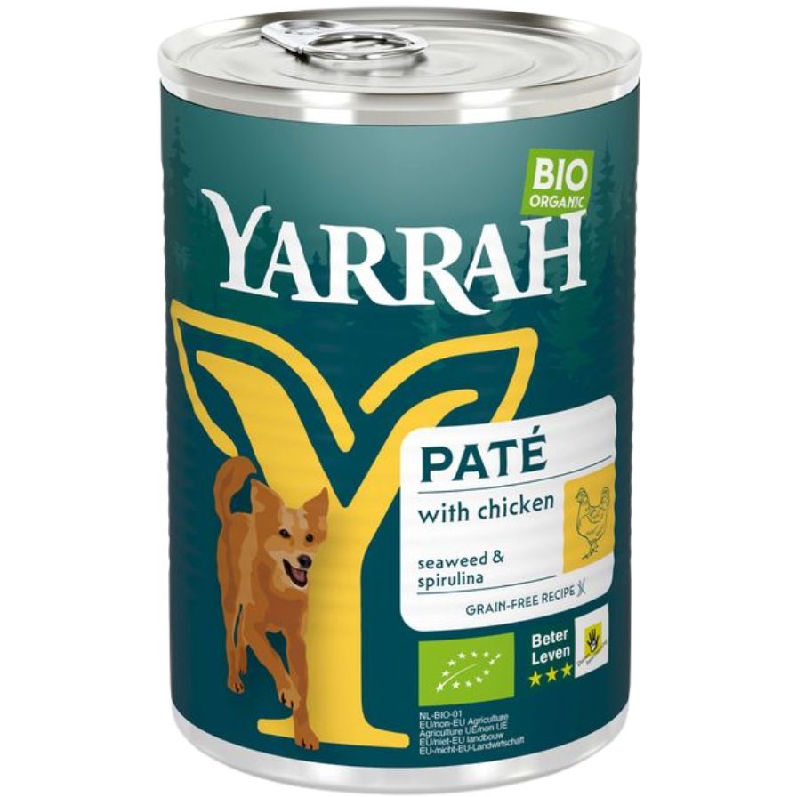 Pate para perros con Pollo Bio 400 gr | Yarrah - Dietetica Ferrer