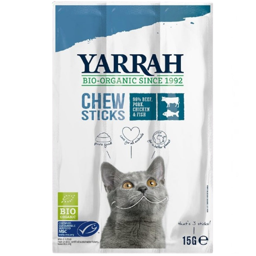Sticks con Pescado y Espirulina para gatos 15 gr | Yarrah - Dietetica Ferrer