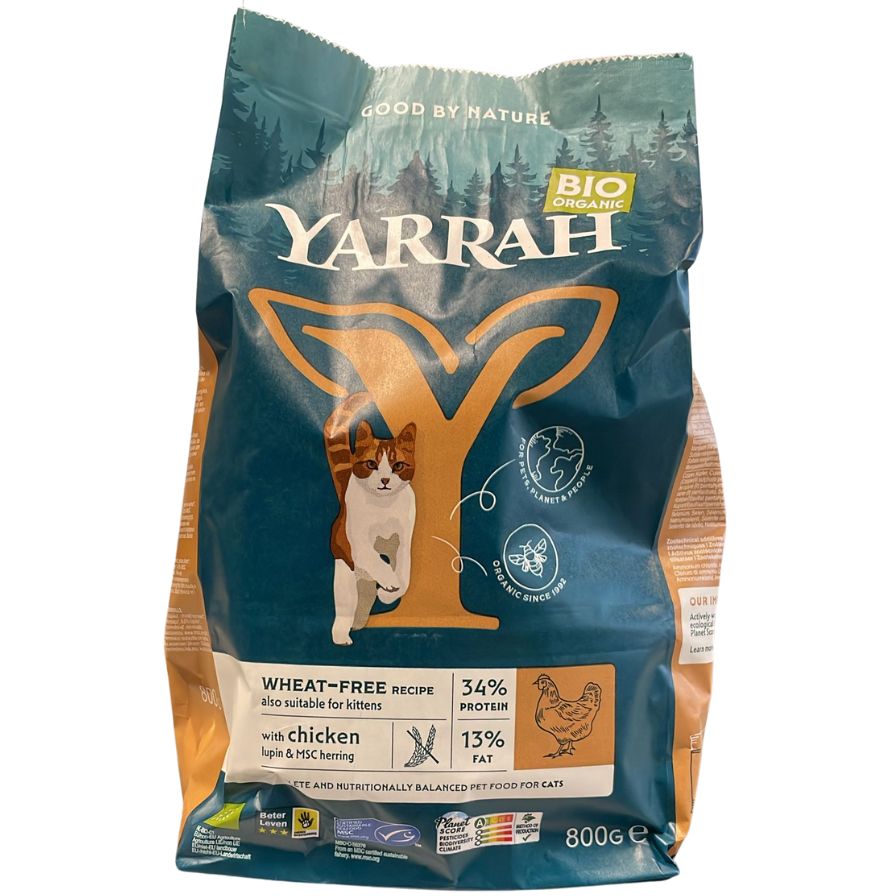 Pienso para gatos de Pollo sin Cereales Bio 800 gr | Yarrah - Dietetica Ferrer