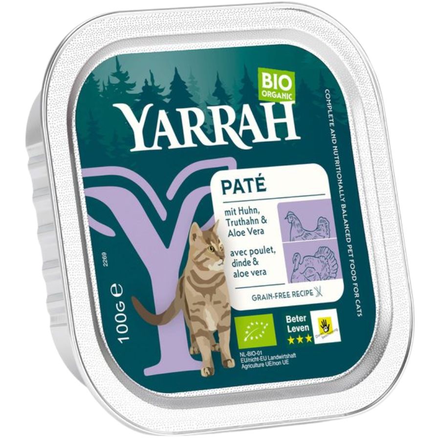 Pate para gatos con Pollo y Pavo Bio 100 gr | Yarrah - Dietetica Ferrer