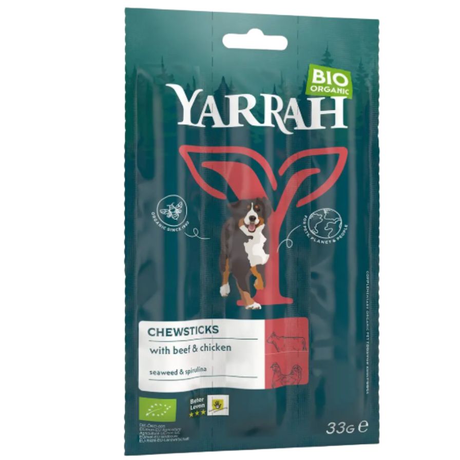 Sticks para perros para Masticar Ternera y Algas 33 gr | Yarrah - Dietetica Ferrer