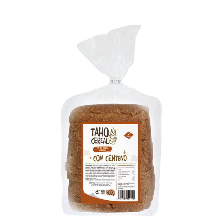Pan de Molde Integral Con Centeno 400 gr | Taho Cereal - Dietetica Ferrer