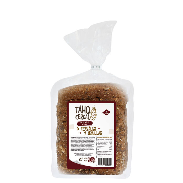 Pan de Molde Integral 5 Cereales y Semillas 400 gr | Taho Cereal - Dietetica Ferrer