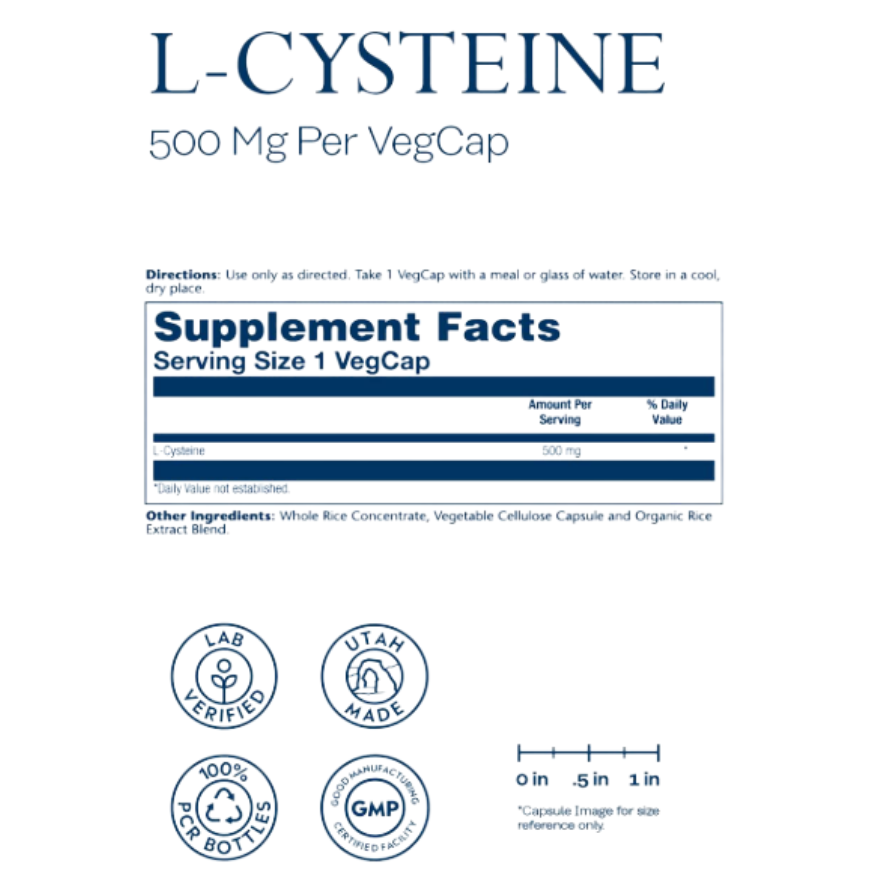 L Cysteine 500 Mg 30 Capsulas | Solaray - Dietetica Ferrer