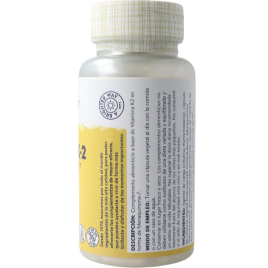 Vitamin K2 Menaquinone 7 30 Capsulas | Solaray - Dietetica Ferrer