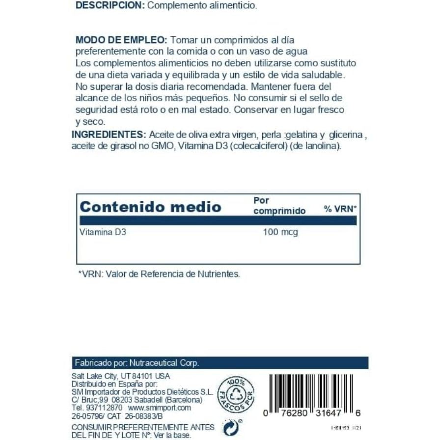 Super D3 4000 Ui 100 Perlas | Solaray - Dietetica Ferrer