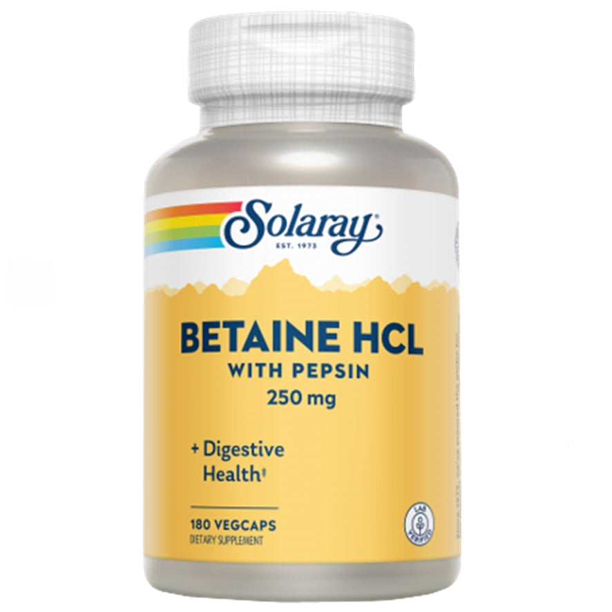 Betaine HCL & Pepsina 180 cápsulas | Solaray