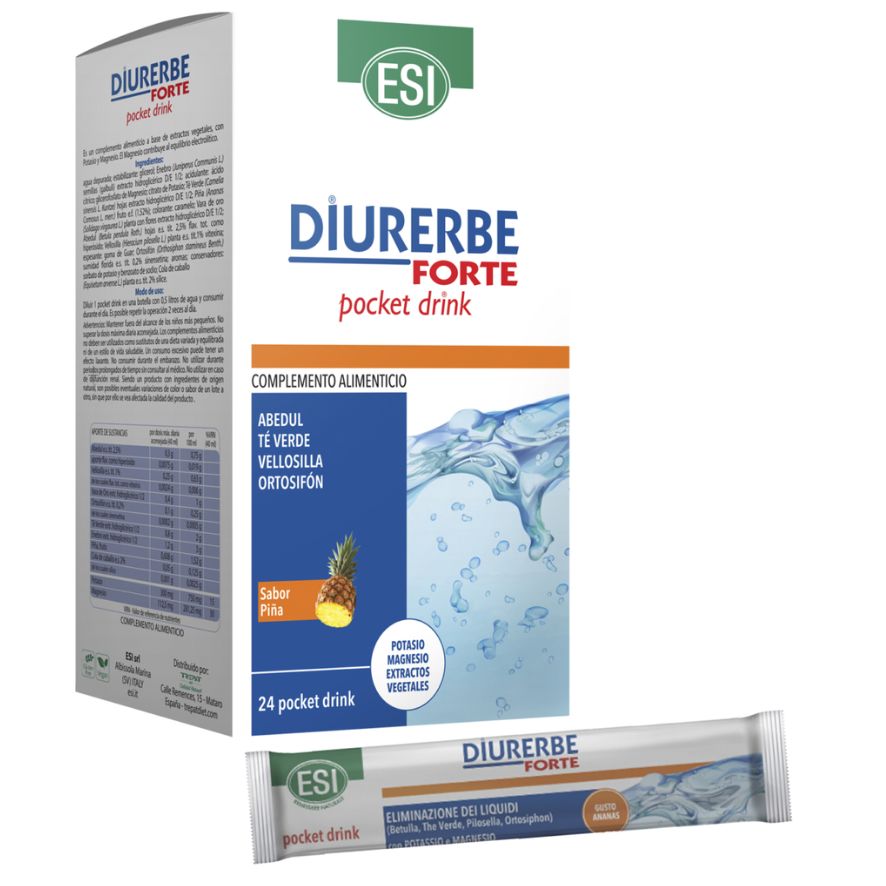 Diurerbe Forte Piña Pocket Drink 24 Sobres | Esi - Dietetica Ferrer