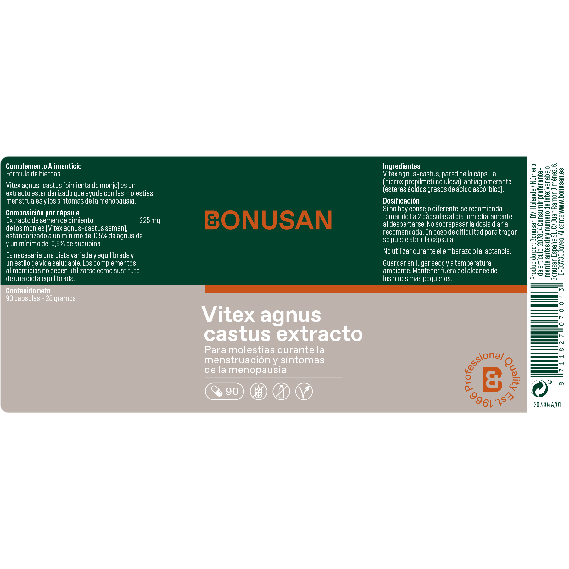 Vitex Agnus Castus 90 Capsulas | Bonusan - Dietetica Ferrer