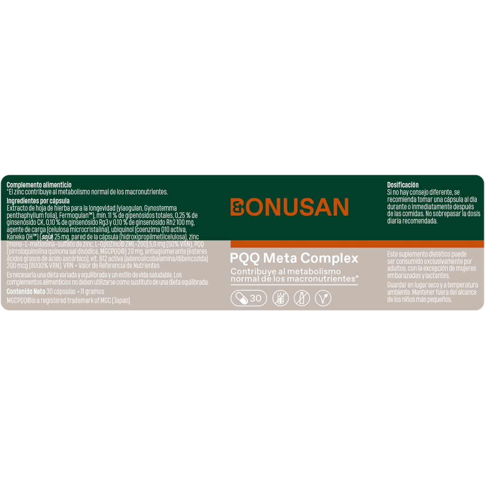 PQQ Meta Complex 30 Cápsulas | Bonusan - Dietetica Ferrer