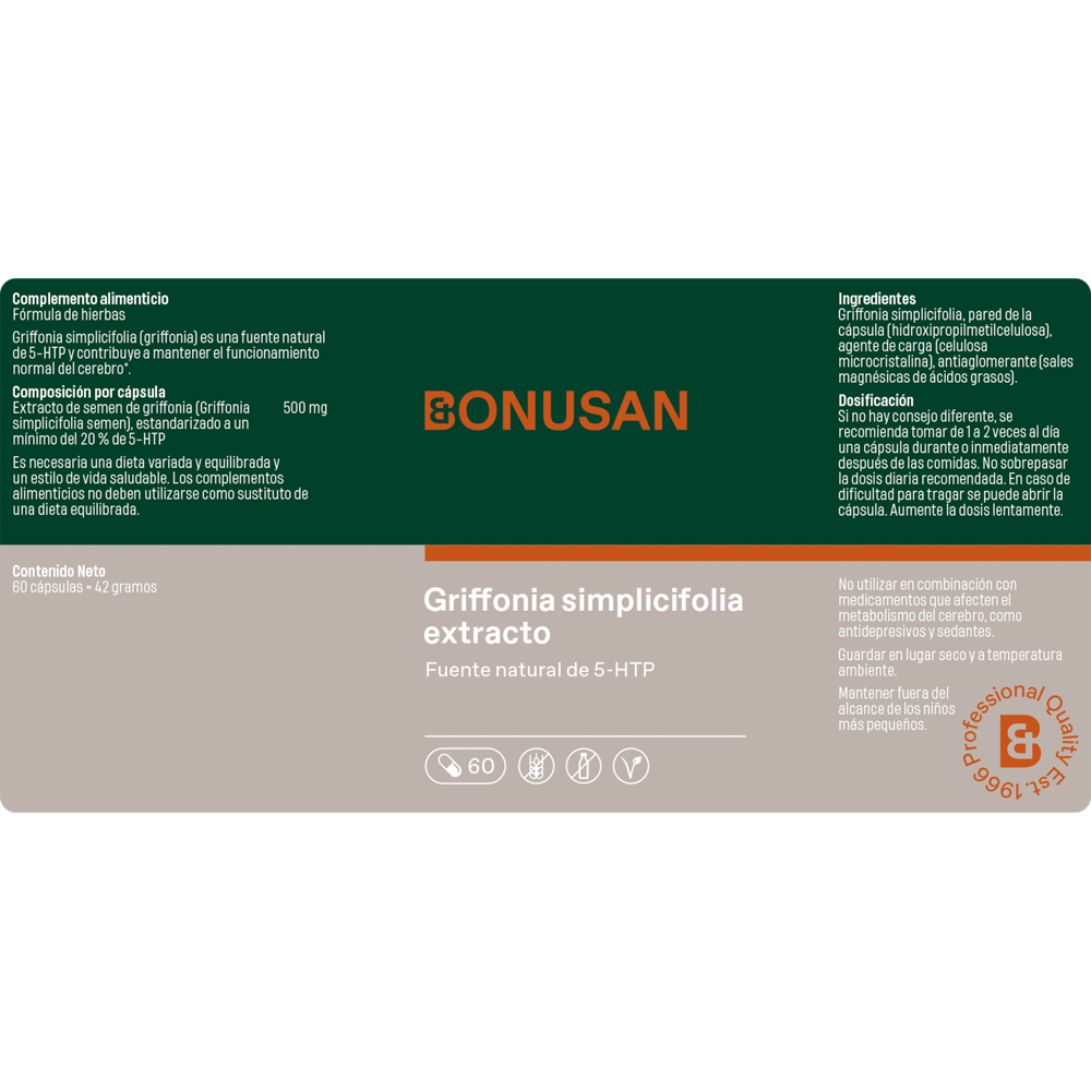 Griffonia Simplicifolia 60 Capsulas | Bonusan - Dietetica Ferrer