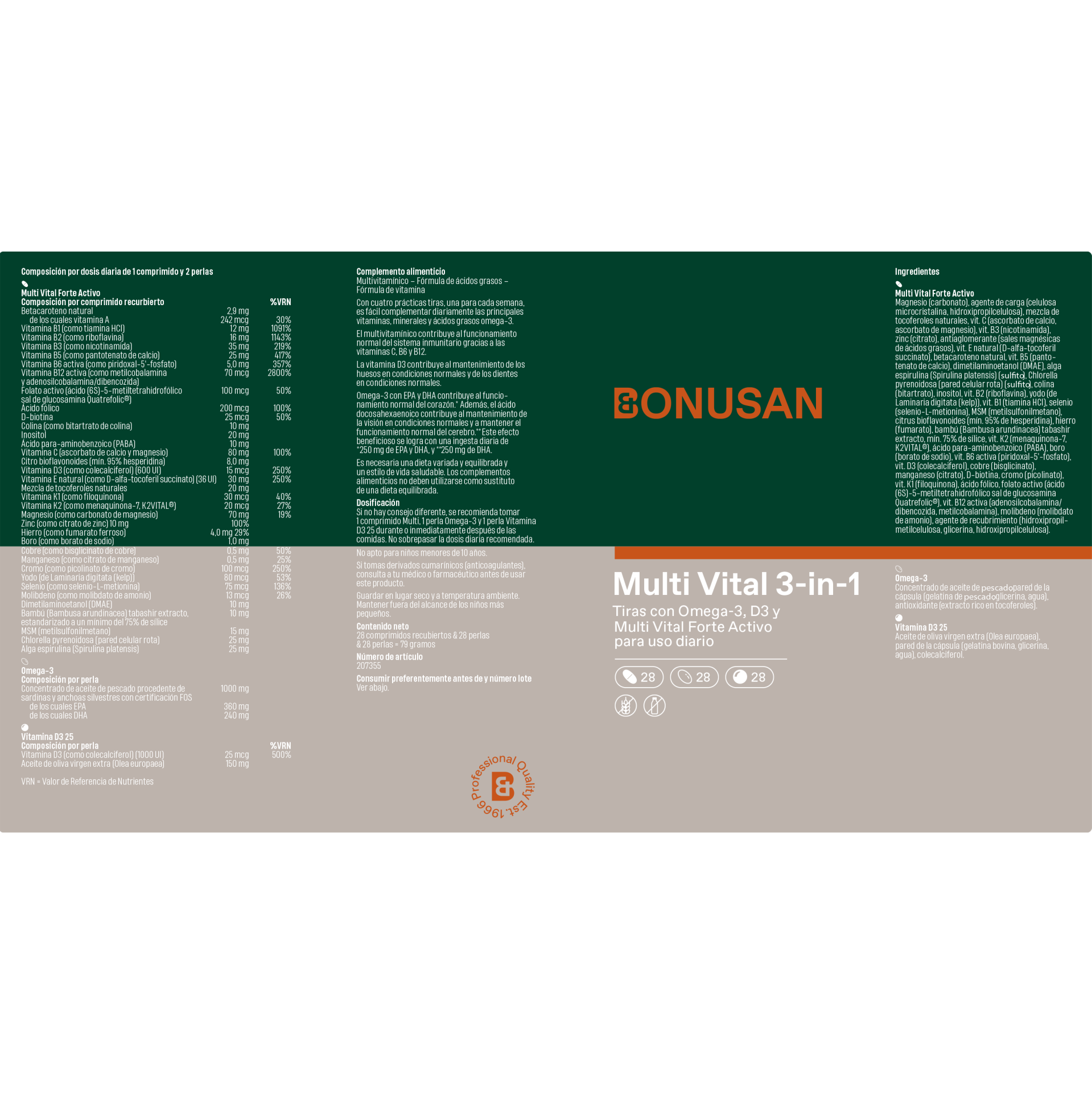 Multi Vital 3-In-1 84 Comprimidos | Bonusan