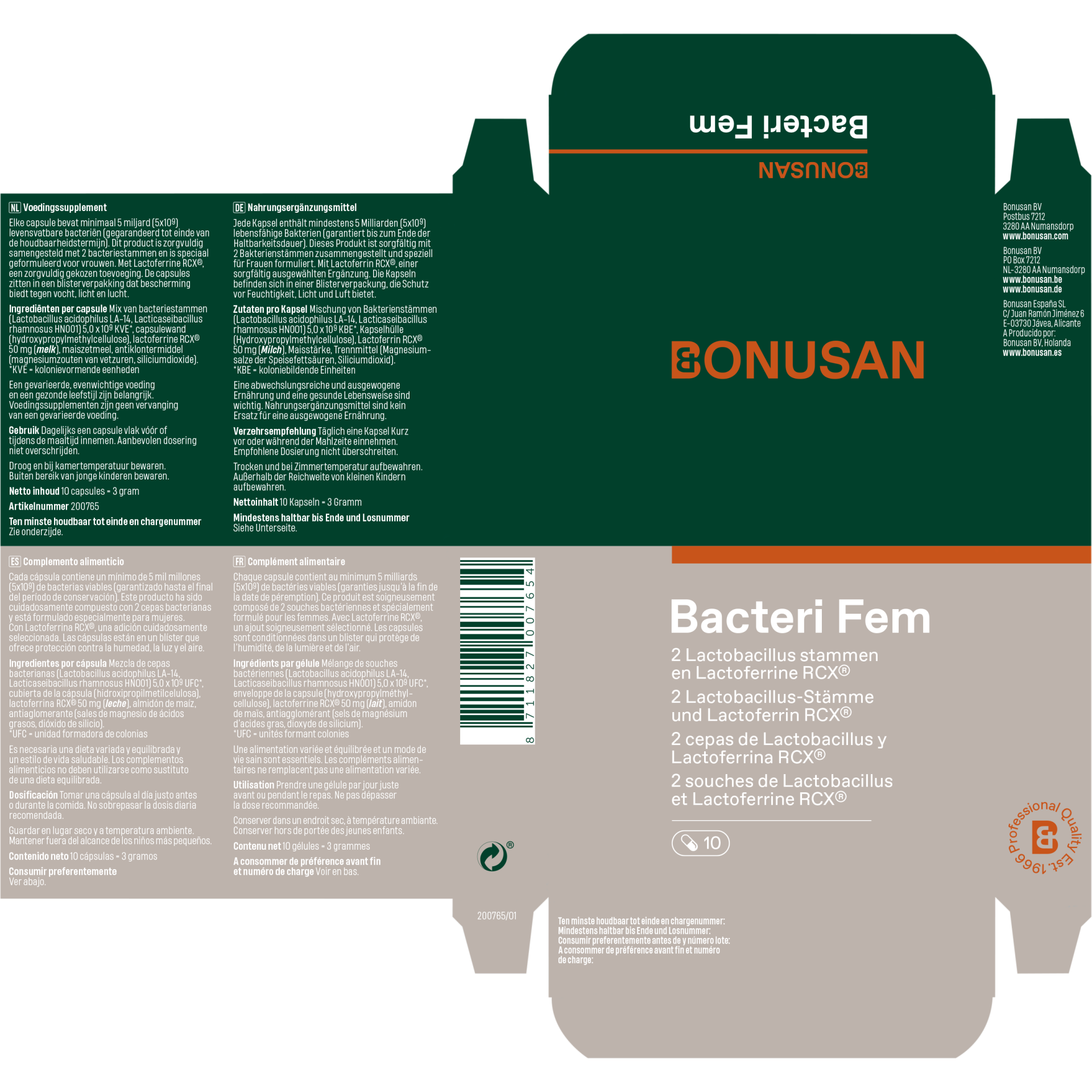 Bacteri Fem 10 Cápsulas | Bonusan