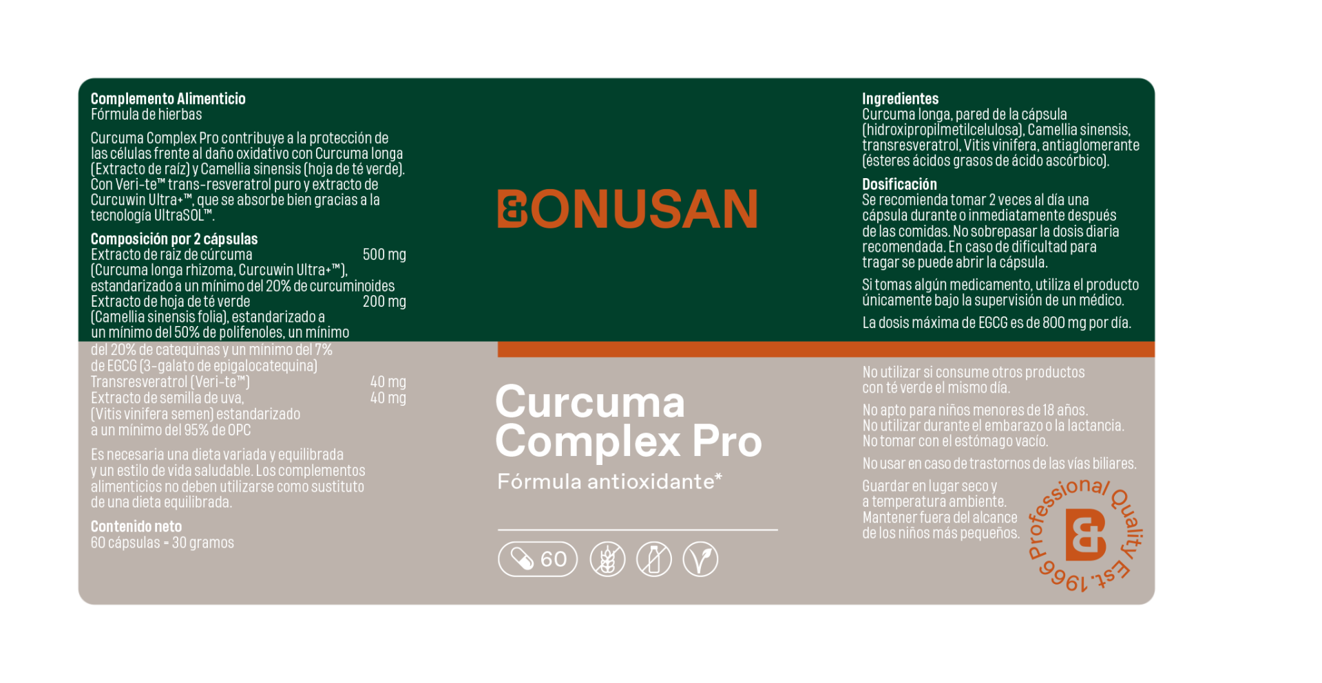 Curcuma Complex Pro 60 Capsulas | Bonusan - Dietetica Ferrer