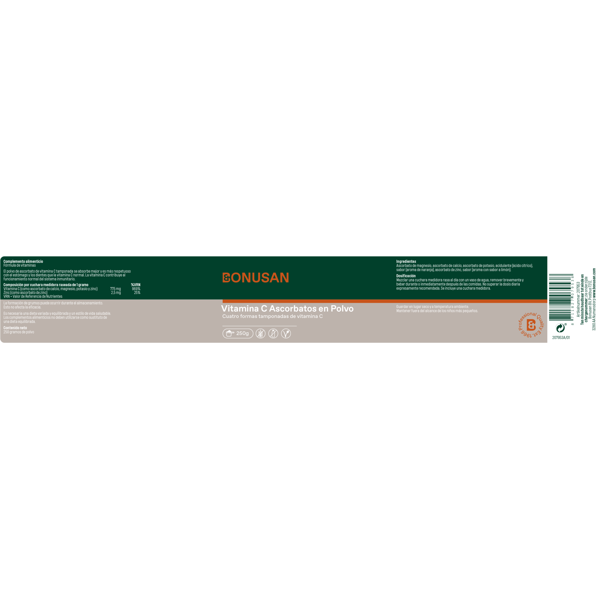 Vitamina C en Polvo Ascorbatos 250 gr | Bonusan - Dietetica Ferrer