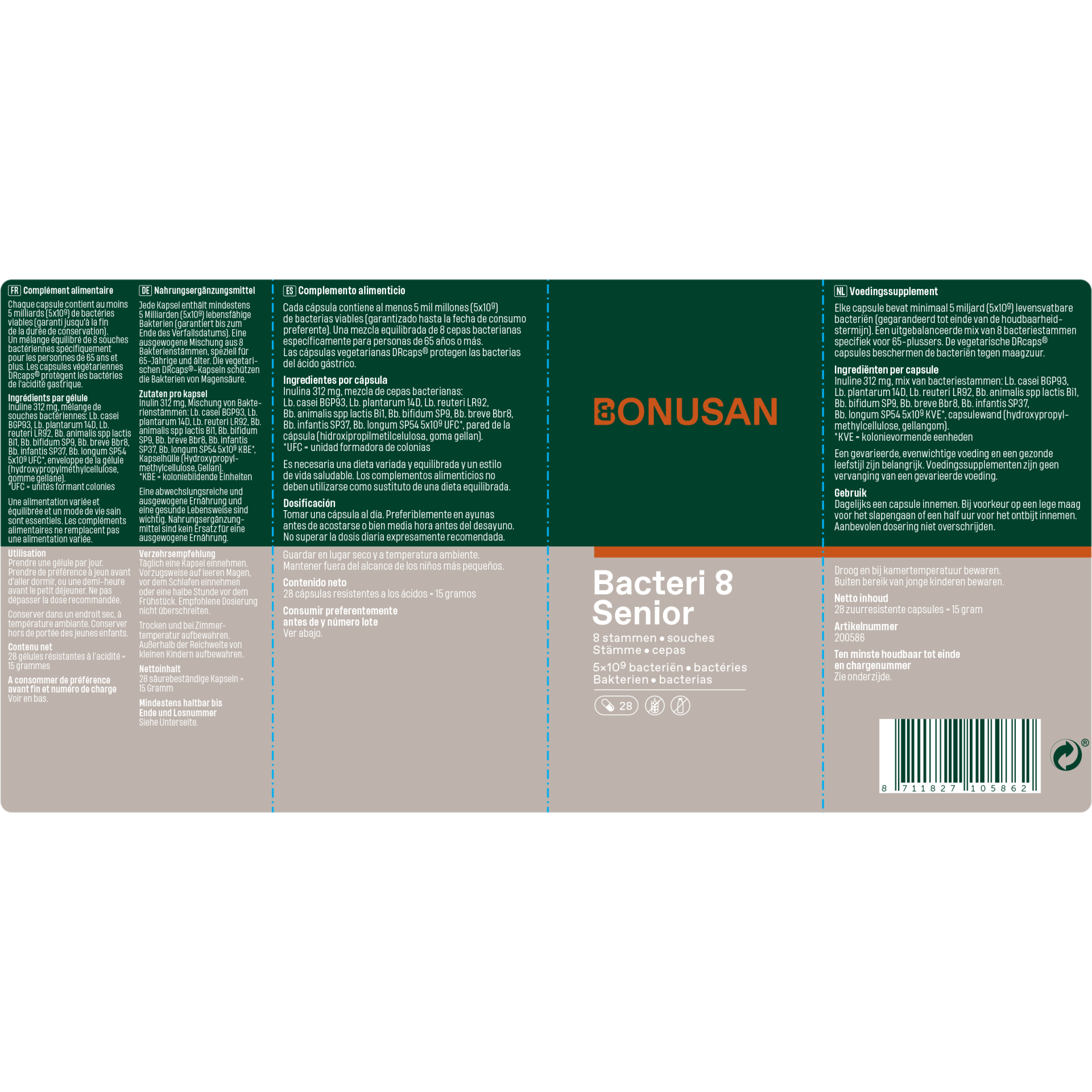 Bacteri 8 Senior 28 capsulas | Bonusan - Dietetica Ferrer