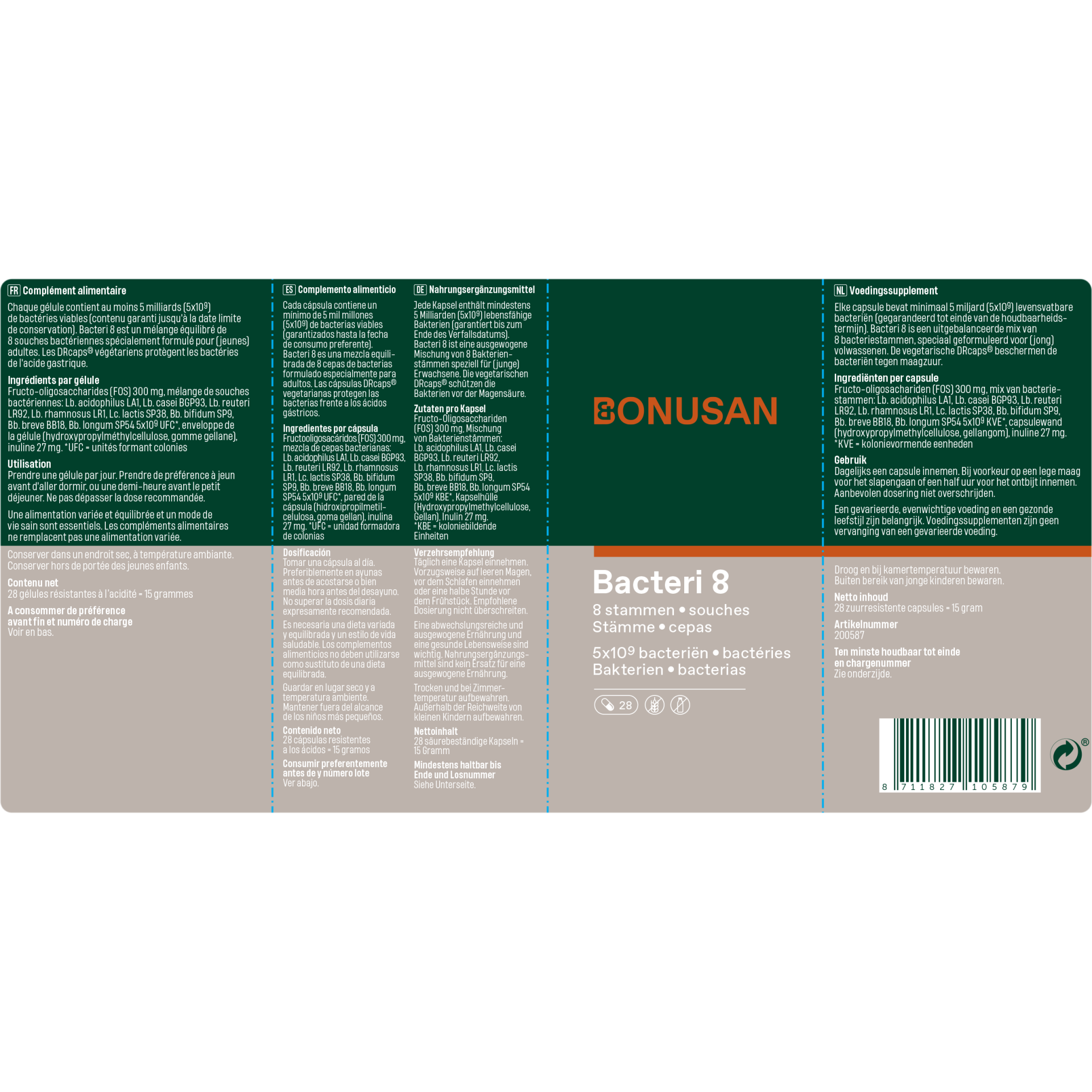 Bacteri 8 28 Cápsulas | Bonusan - Dietetica Ferrer