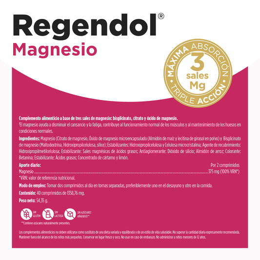Regendol Magnesio 40 Comprimidos | Eladiet
