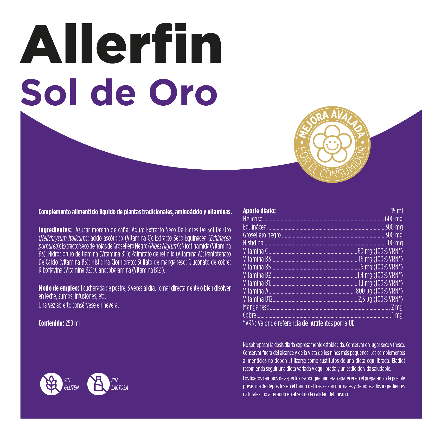 Sol de Oro Jarabe 250 ml | Eladiet - Dietetica Ferrer