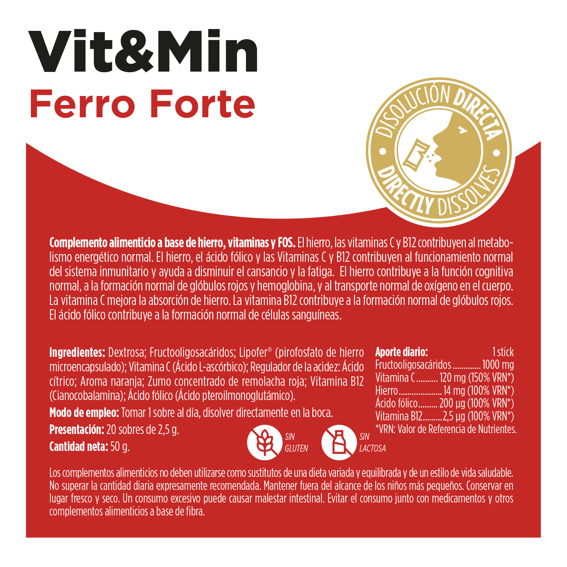Vit&Min Ferro Forte 20 Sobres | Eladiet - Dietetica Ferrer
