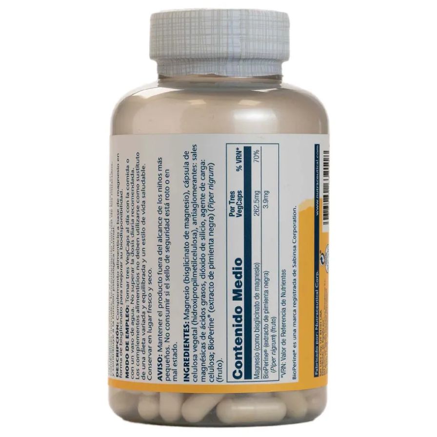 Magnesium Bisglycinate 120 Cápsulas | Solaray - Dietetica Ferrer