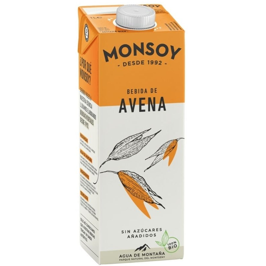 Bebida de Avena Bio 1 Litro Pack de 6 | Monsoy - Dietetica Ferrer