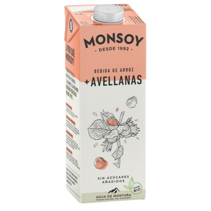 Bebida de Arroz con Avellanas Bio 1 Litro Pack de 6 | Monsoy - Dietetica Ferrer