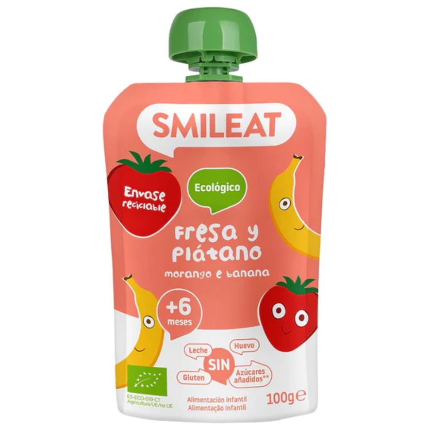 Pouch De Fresa Y Plátano Bio 100 Gr | Smileat