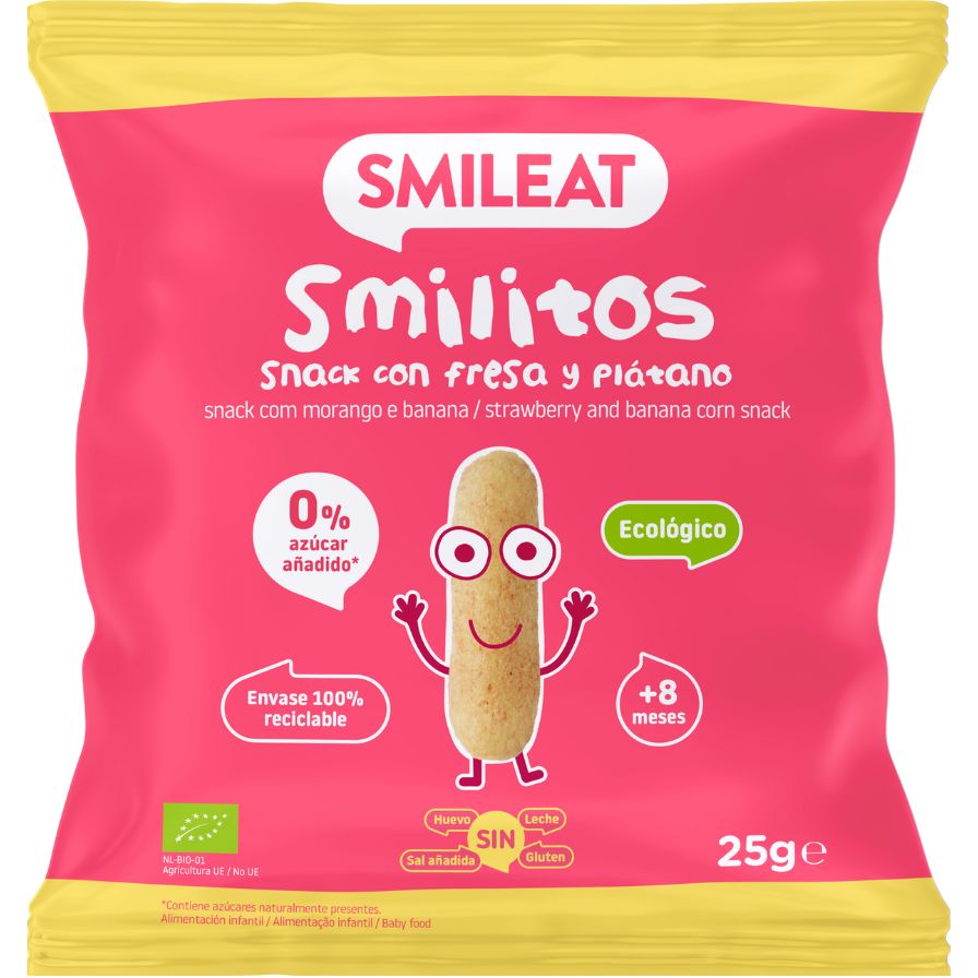 Smilitos Con Fresa Y Plátano Bio 25 Gr | Smileat
