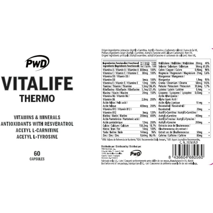 Vitalife Thermo 60 Capsulas | PWD Nutrition - Dietetica Ferrer