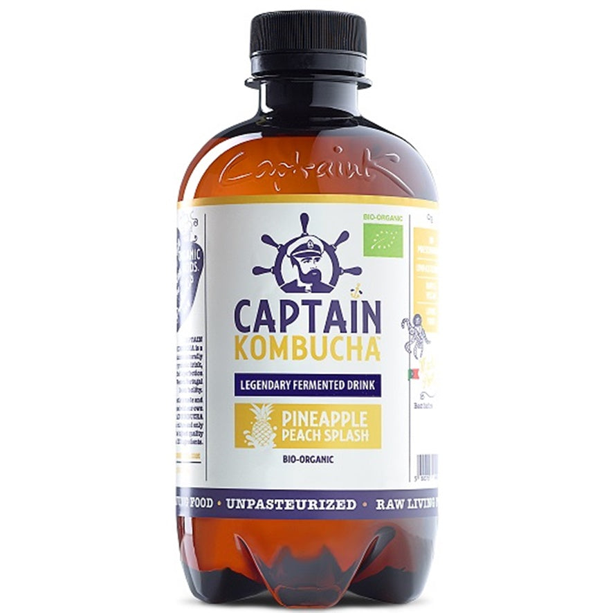 Bebida de Te Kombucha Sabor Piña y Melocoton 400 ml | Captain Kombucha - Dietetica Ferrer