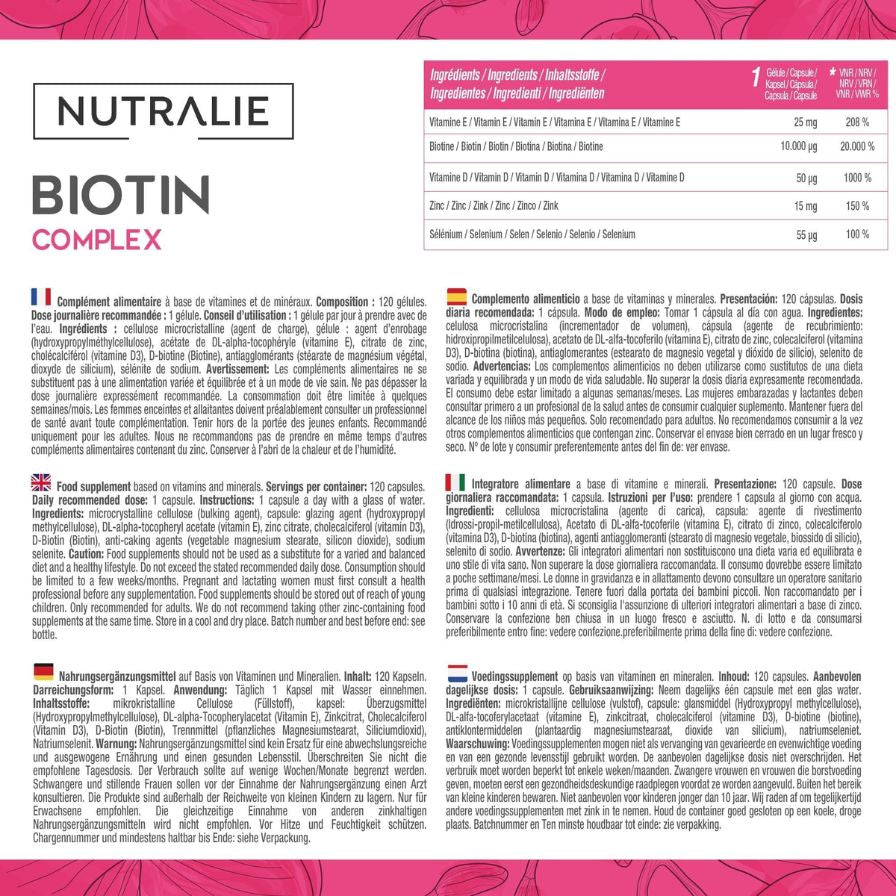Biotina Complex 120 cápsulas | Nutralie - Dietetica Ferrer