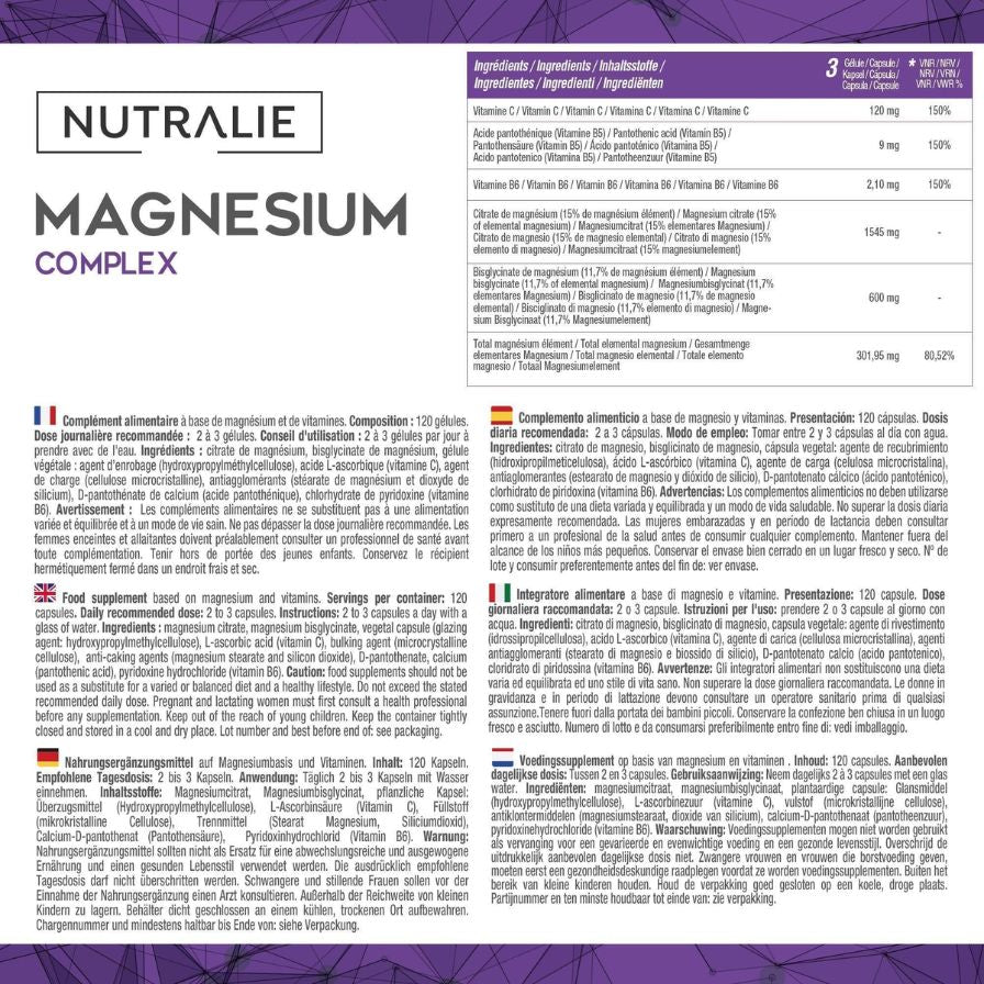 Magnesio Complex 120 cápsulas | Nutralie - Dietetica Ferrer