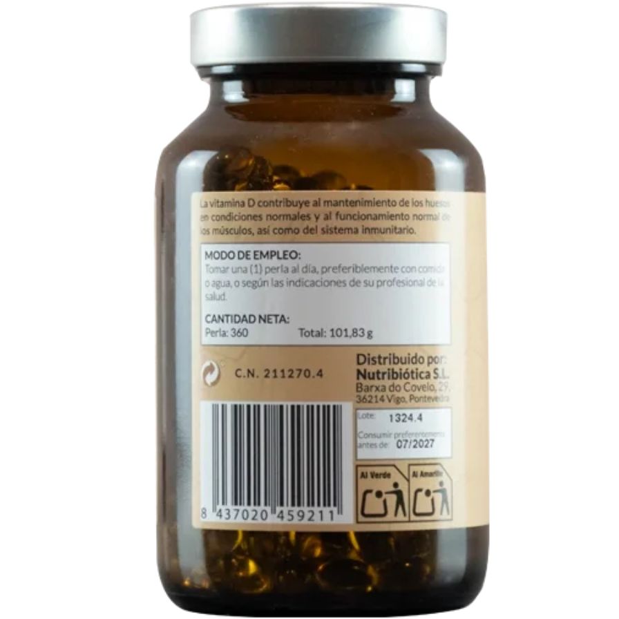 Vitamina D3 360 perlas | Kiroot - Dietetica Ferrer