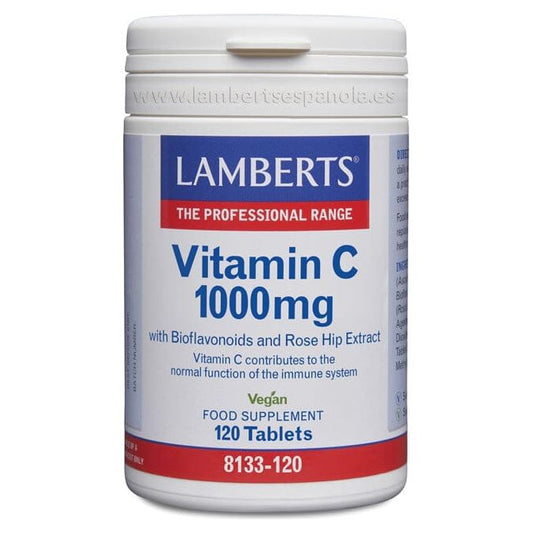 Vitamina C 1000 mg con Bioflavonoides y Escaramujo 120 Tabletas | Lamberts - Dietetica Ferrer