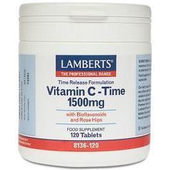 Vitamina C 1500 mg LS con Bioflavonoides y Escaramujo 120 Tabletas | Lamberts - Dietetica Ferrer