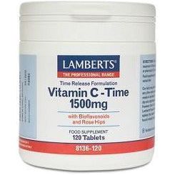 Vitamina C 1500 mg LS con Bioflavonoides y Escaramujo 120 Tabletas | Lamberts - Dietetica Ferrer