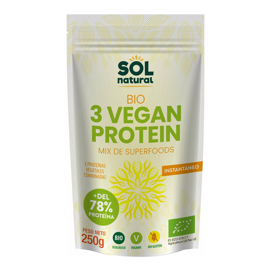 3 Vegan Protein Bio 250 gr | Sol Natural - Dietetica Ferrer