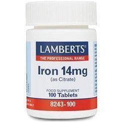 Hierro 14 mg 100 Tabletas | Lamberts - Dietetica Ferrer