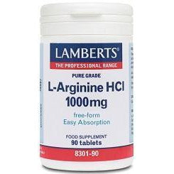 L Arginina HCI 1000 mg 90 Tabletas | Lamberts - Dietetica Ferrer