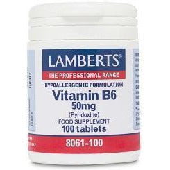 Vitamina B6 50 mg (Piridoxina) 100 Tabletas | Lamberts - Dietetica Ferrer