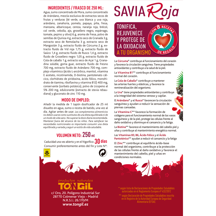 Aktidrenal Savia Roja 250 ml | Tongil - Dietetica Ferrer