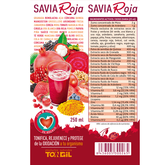 Aktidrenal Savia Roja 250 ml | Tongil - Dietetica Ferrer