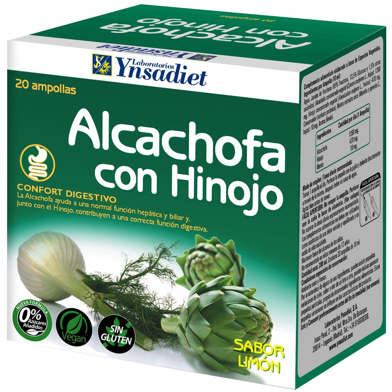 Alcachofa + Hinojo 20 ampollas | Ynsadiet - Dietetica Ferrer